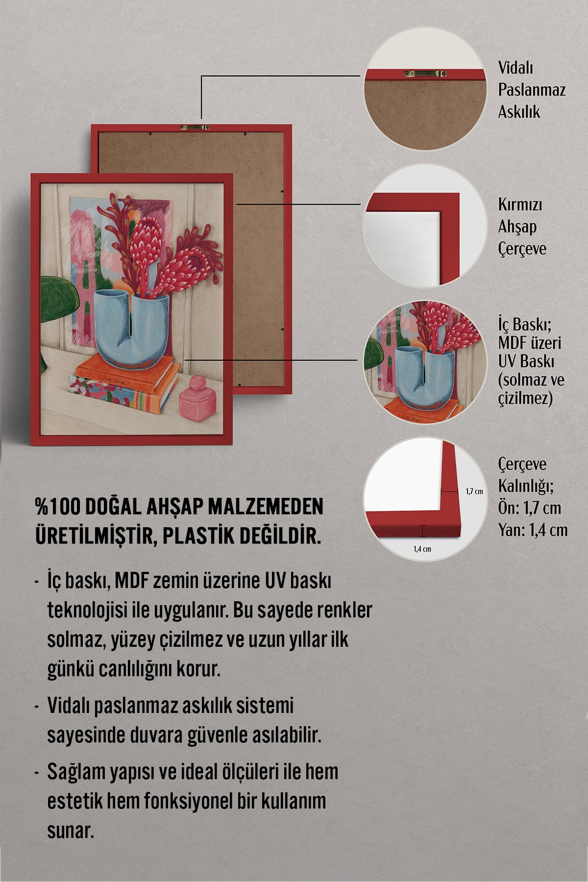 HOMEPACK Ahşap Çerçeveli Tablo Çerçeveli Poster Sanatsal Modern Duvar Dekoru BEK-8257