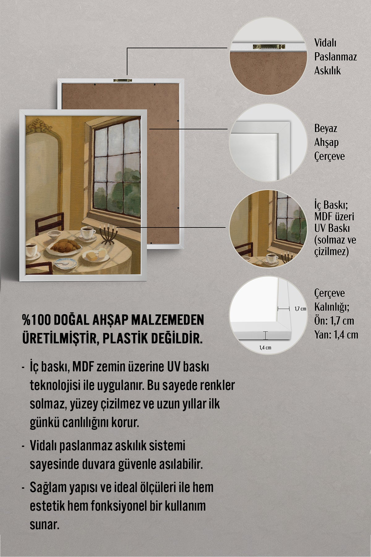 HOMEPACK Ahşap Çerçeveli Tablo Çerçeveli Poster Sanatsal Modern Duvar Dekoru BEK-8258