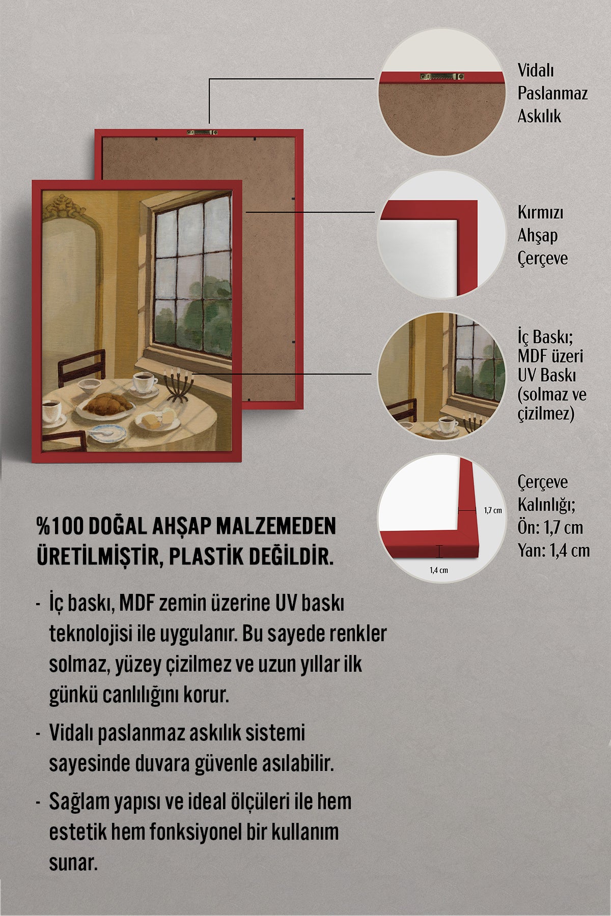 HOMEPACK Ahşap Çerçeveli Tablo Çerçeveli Poster Sanatsal Modern Duvar Dekoru BEK-8258
