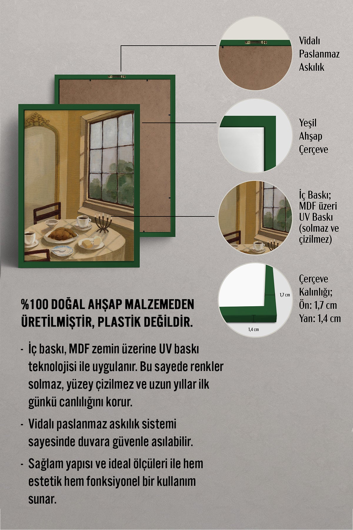 HOMEPACK Ahşap Çerçeveli Tablo Çerçeveli Poster Sanatsal Modern Duvar Dekoru BEK-8258