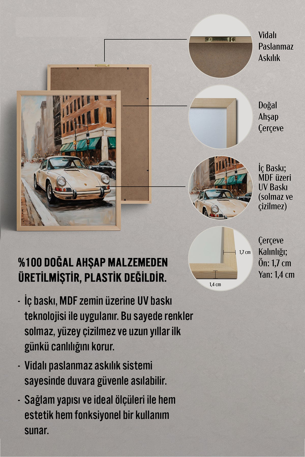 HOMEPACK Ahşap Çerçeveli Tablo Çerçeveli Poster Sanatsal Modern Duvar Dekoru BEK-8259