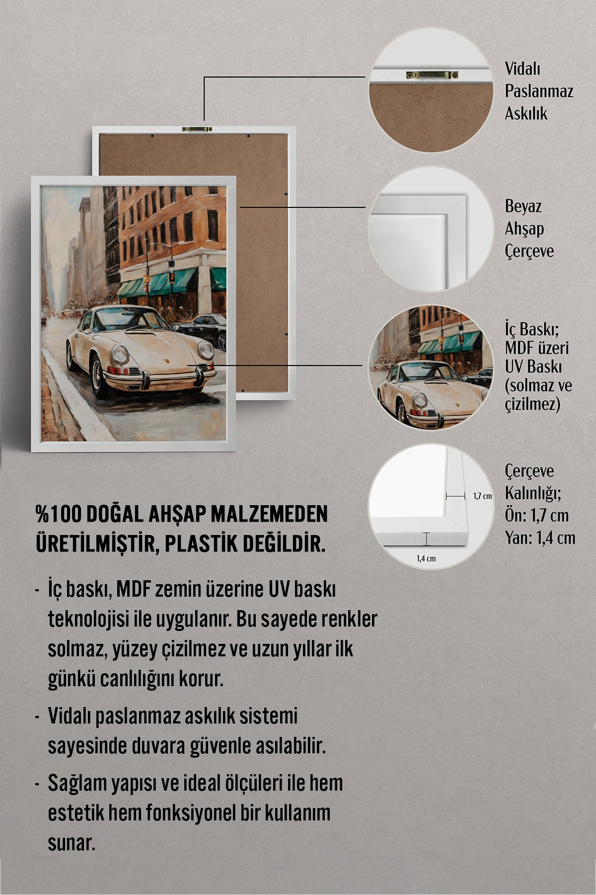 HOMEPACK Ahşap Çerçeveli Tablo Çerçeveli Poster Sanatsal Modern Duvar Dekoru BEK-8259