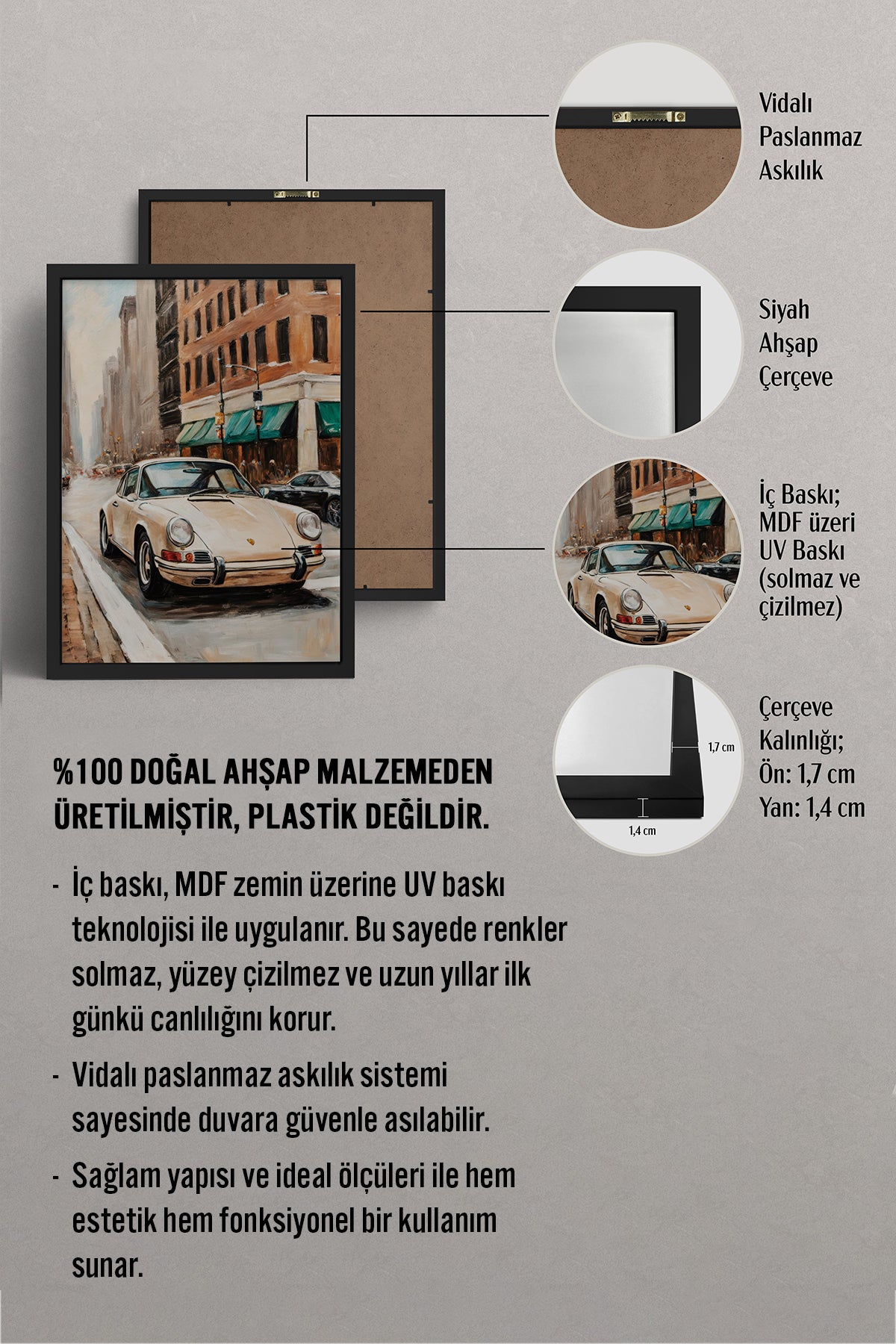 HOMEPACK Ahşap Çerçeveli Tablo Çerçeveli Poster Sanatsal Modern Duvar Dekoru BEK-8259
