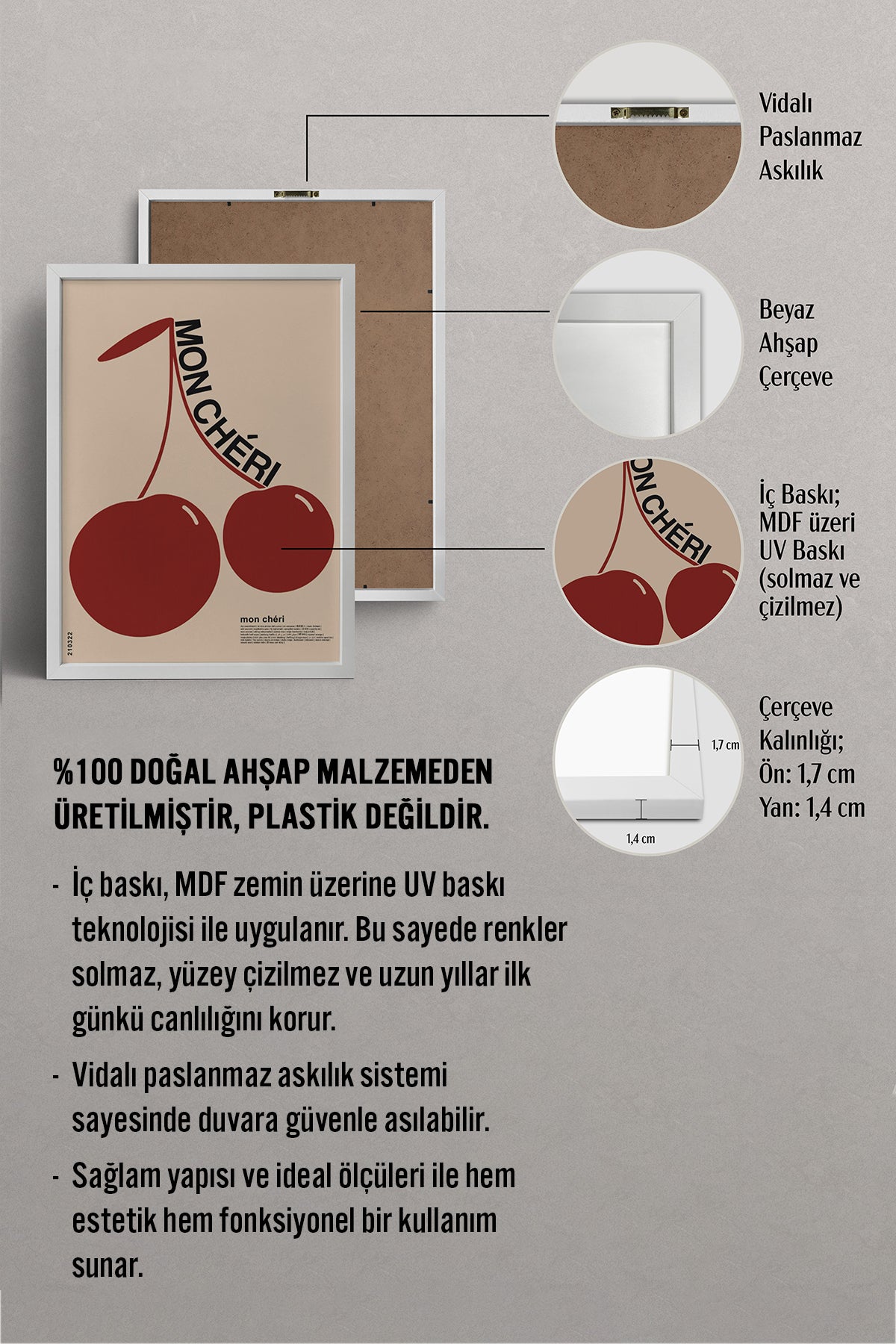 HOMEPACK Ahşap Çerçeveli Tablo Çerçeveli Poster Sanatsal Modern Duvar Dekoru BEK-8260