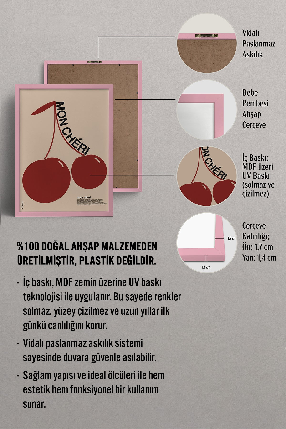 HOMEPACK Ahşap Çerçeveli Tablo Çerçeveli Poster Sanatsal Modern Duvar Dekoru BEK-8260