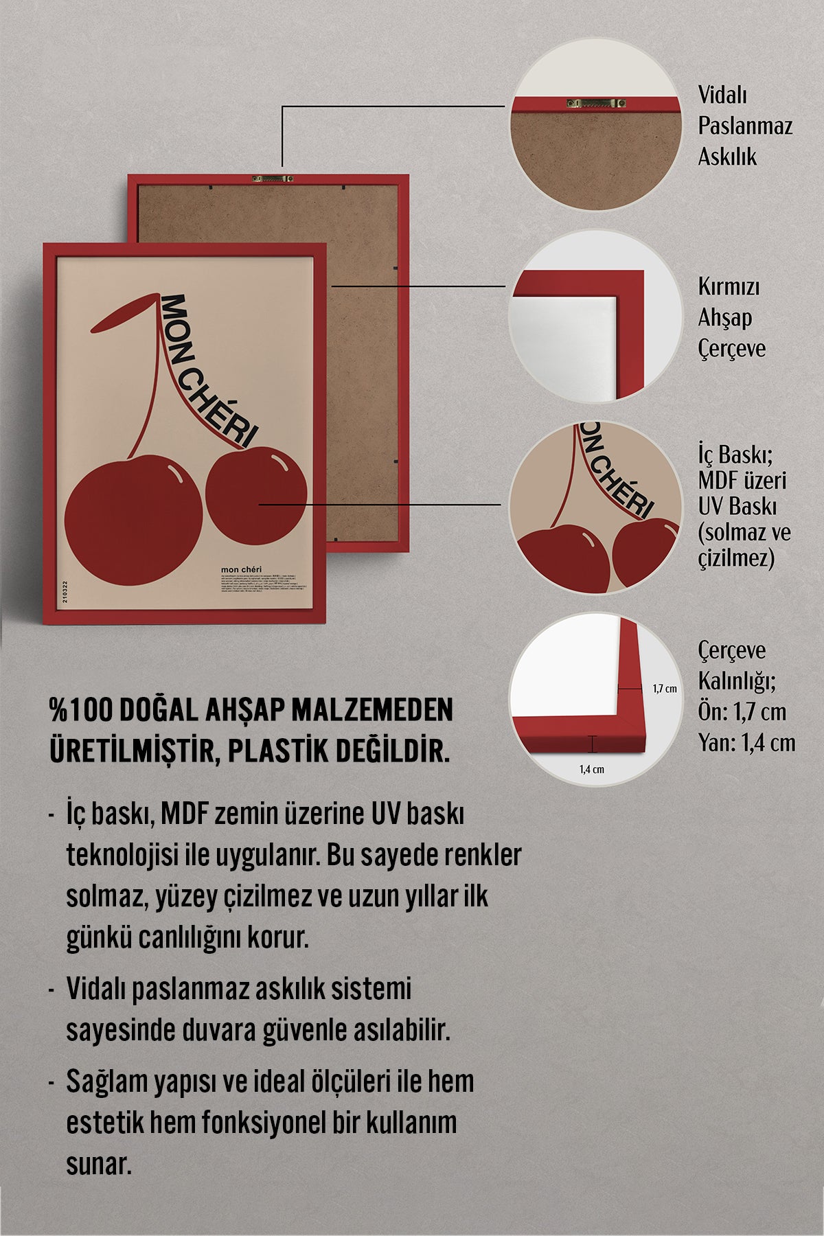 HOMEPACK Ahşap Çerçeveli Tablo Çerçeveli Poster Sanatsal Modern Duvar Dekoru BEK-8260