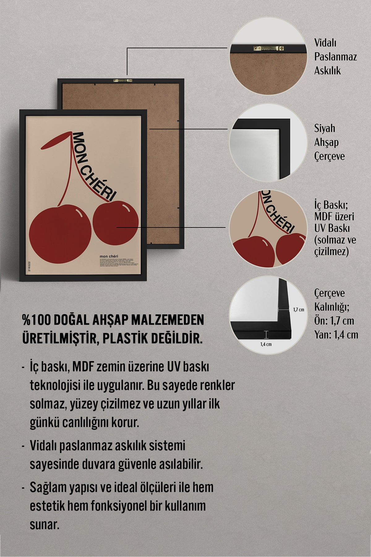 HOMEPACK Ahşap Çerçeveli Tablo Çerçeveli Poster Sanatsal Modern Duvar Dekoru BEK-8260