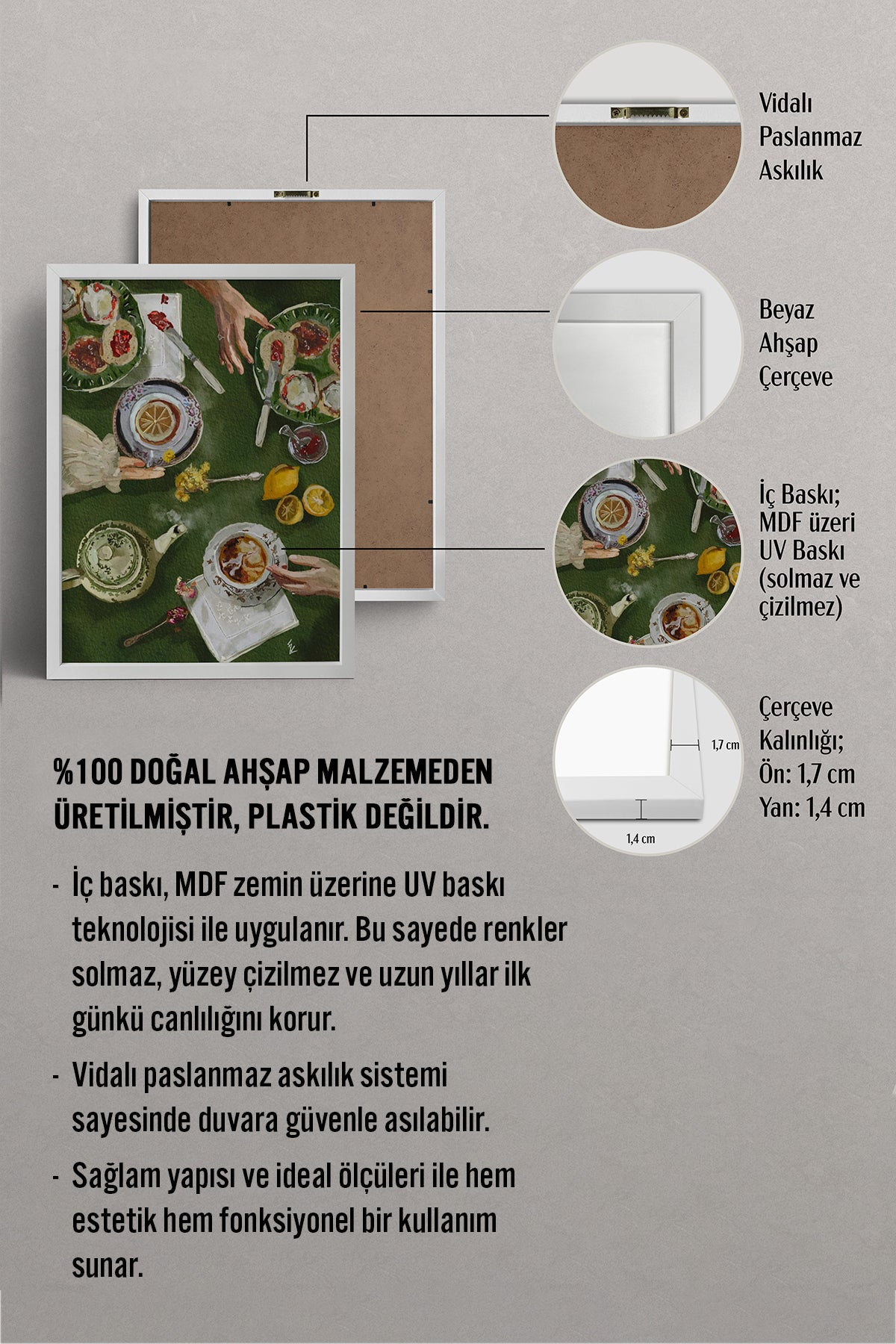 HOMEPACK Ahşap Çerçeveli Tablo Çerçeveli Poster Sanatsal Modern Duvar Dekoru BEK-8261