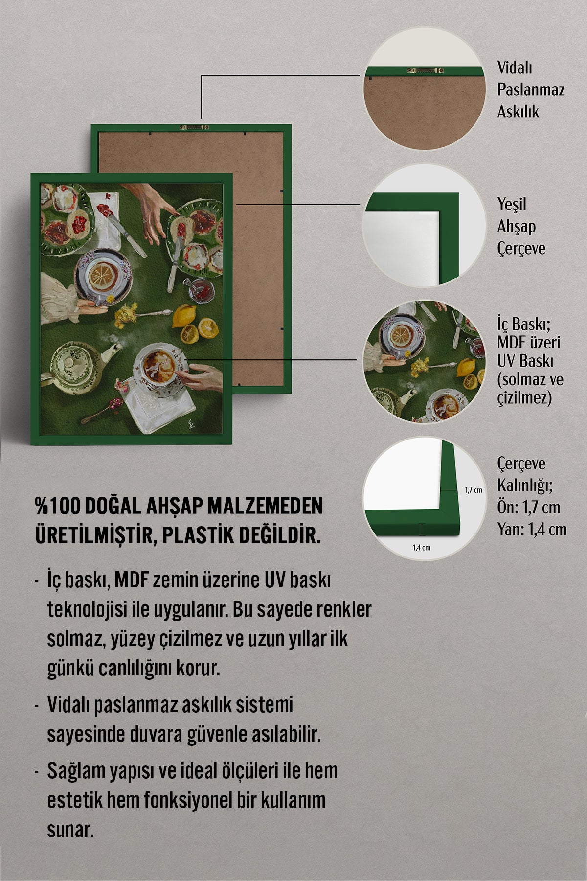 HOMEPACK Ahşap Çerçeveli Tablo Çerçeveli Poster Sanatsal Modern Duvar Dekoru BEK-8261