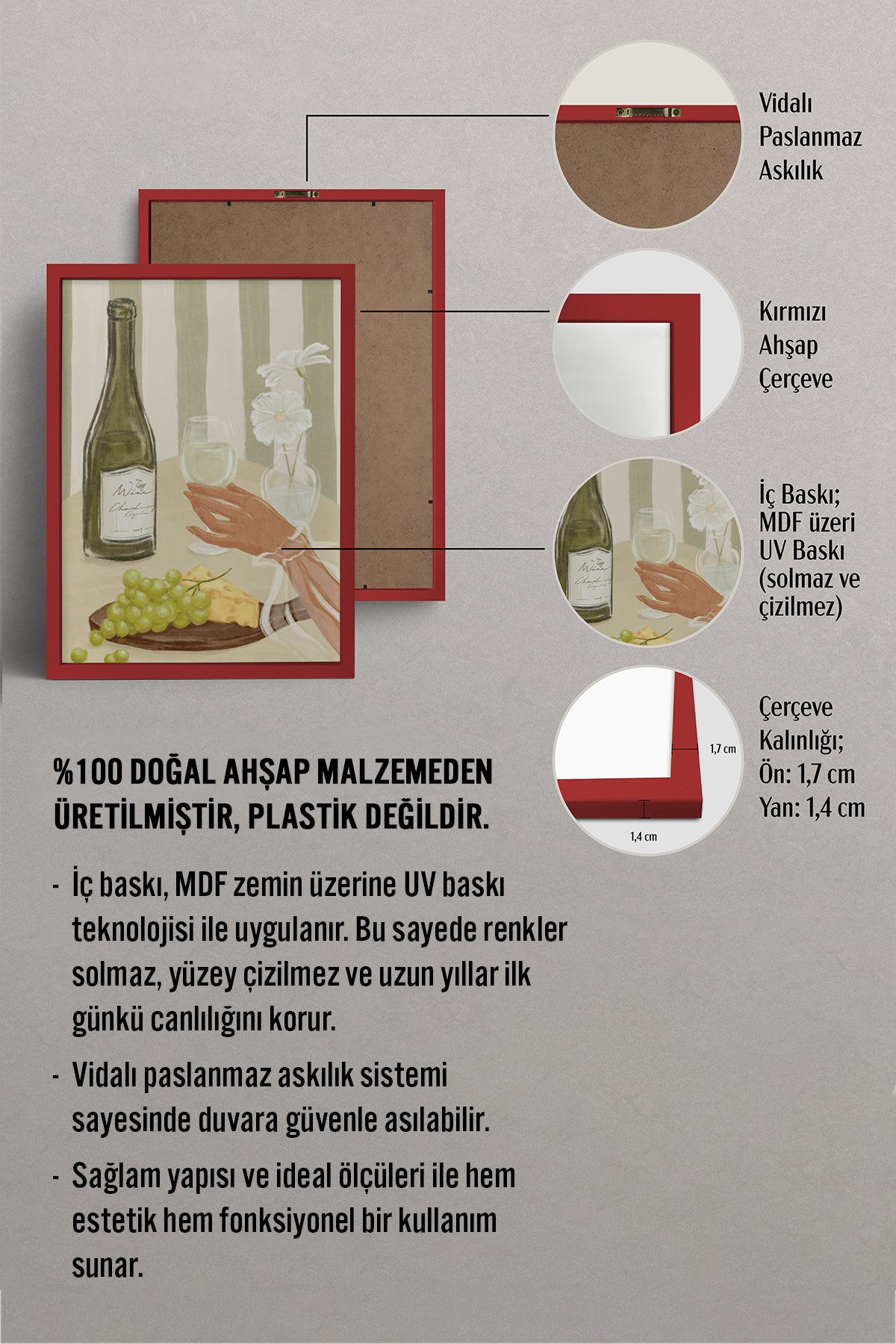 HOMEPACK Ahşap Çerçeveli Tablo Çerçeveli Poster Sanatsal Modern Duvar Dekoru BEK-8262