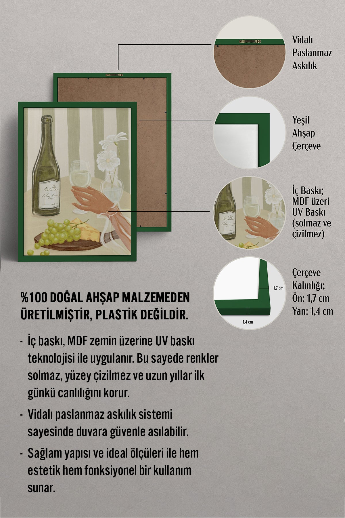 HOMEPACK Ahşap Çerçeveli Tablo Çerçeveli Poster Sanatsal Modern Duvar Dekoru BEK-8262