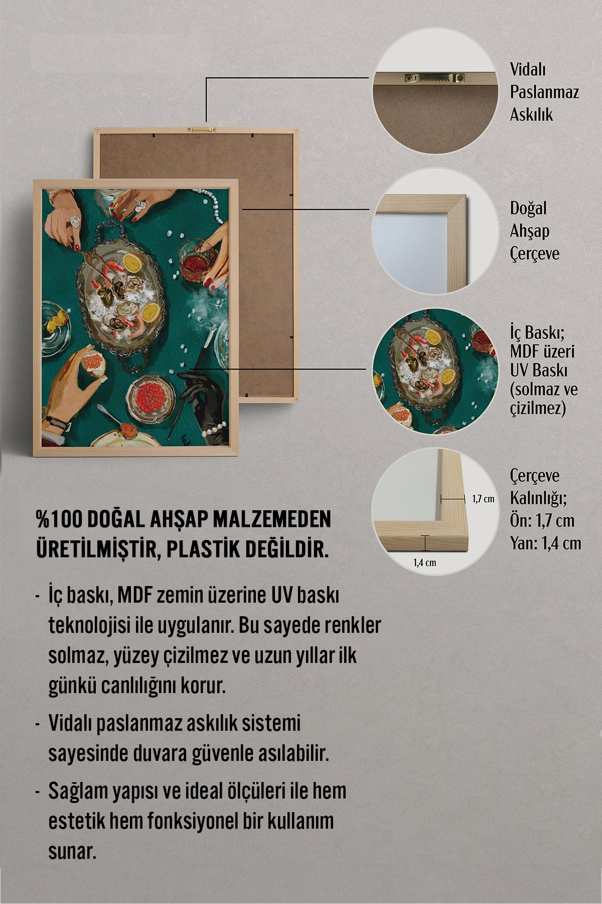 HOMEPACK Ahşap Çerçeveli Tablo Çerçeveli Poster Sanatsal Modern Duvar Dekoru BEK-8263