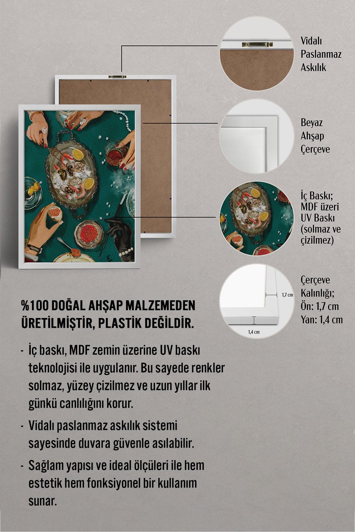 HOMEPACK Ahşap Çerçeveli Tablo Çerçeveli Poster Sanatsal Modern Duvar Dekoru BEK-8263