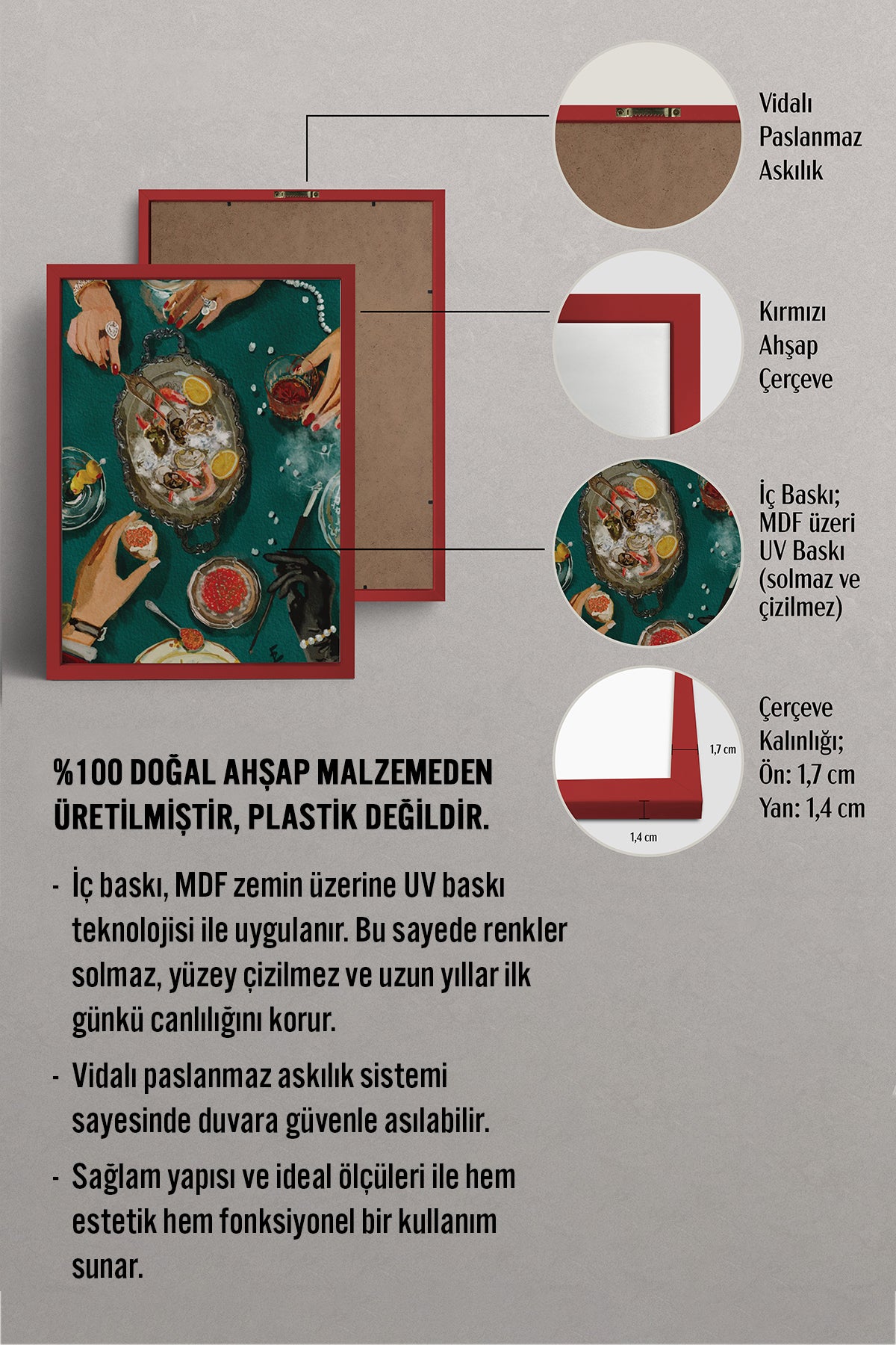 HOMEPACK Ahşap Çerçeveli Tablo Çerçeveli Poster Sanatsal Modern Duvar Dekoru BEK-8263