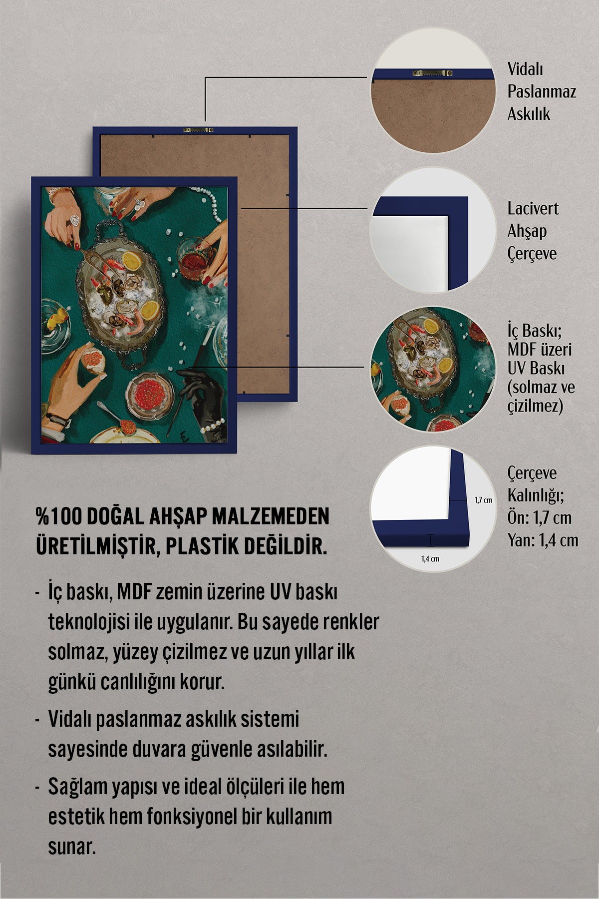 HOMEPACK Ahşap Çerçeveli Tablo Çerçeveli Poster Sanatsal Modern Duvar Dekoru BEK-8263