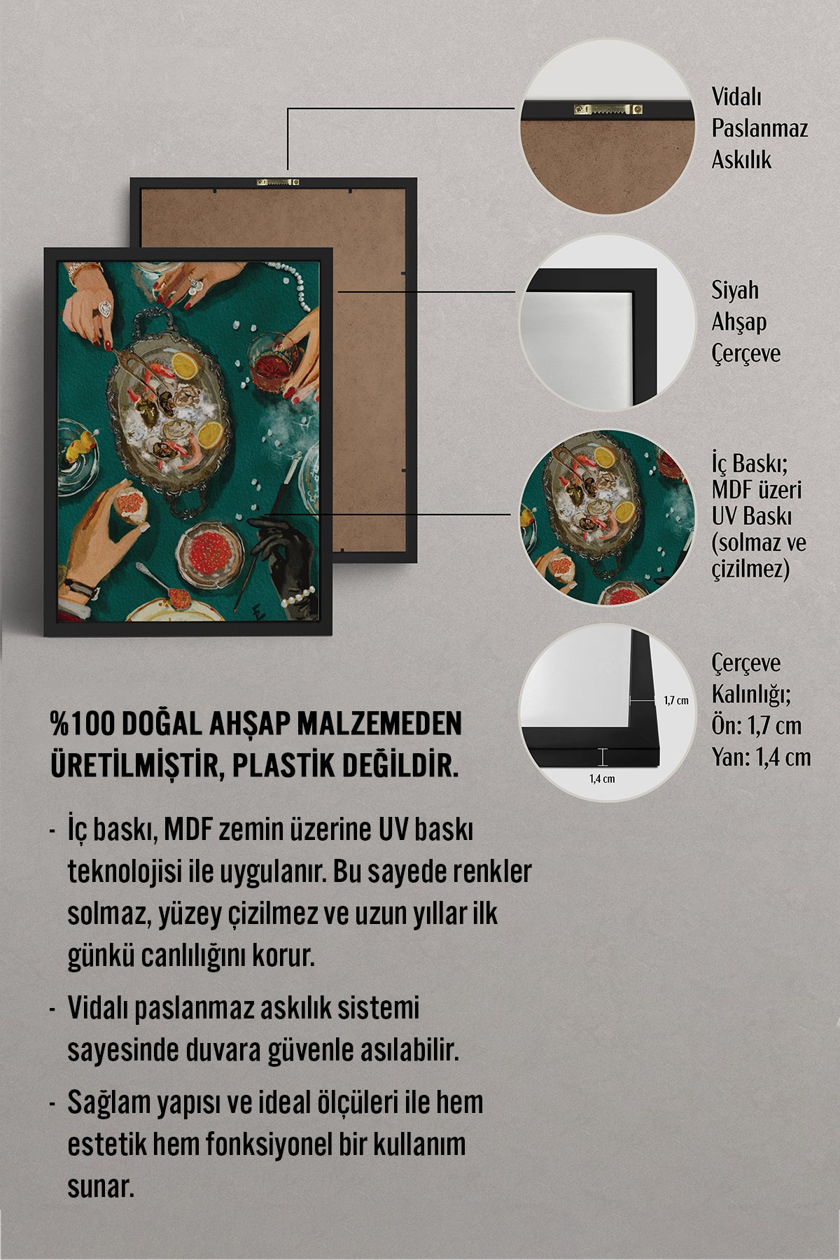 HOMEPACK Ahşap Çerçeveli Tablo Çerçeveli Poster Sanatsal Modern Duvar Dekoru BEK-8263