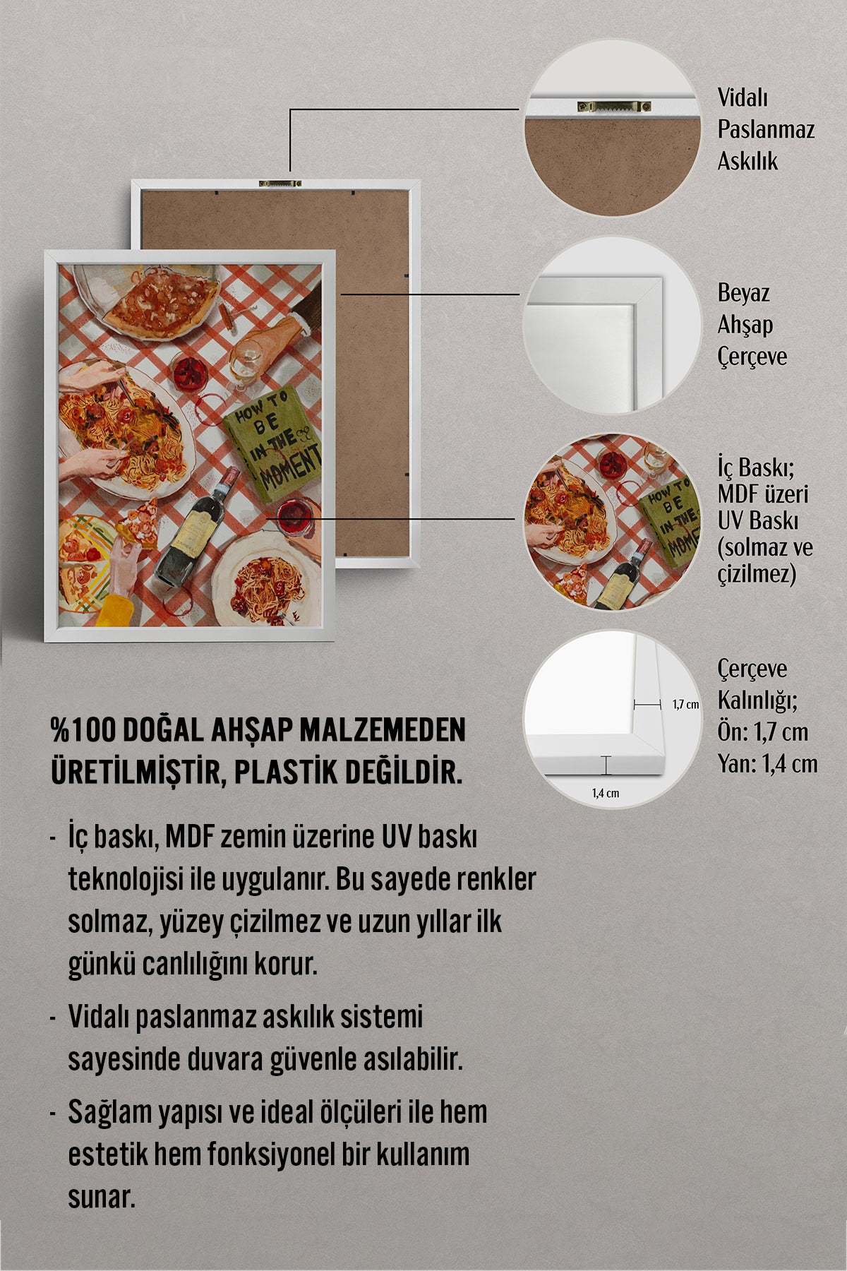 HOMEPACK Ahşap Çerçeveli Tablo Çerçeveli Poster Sanatsal Modern Duvar Dekoru BEK-8264