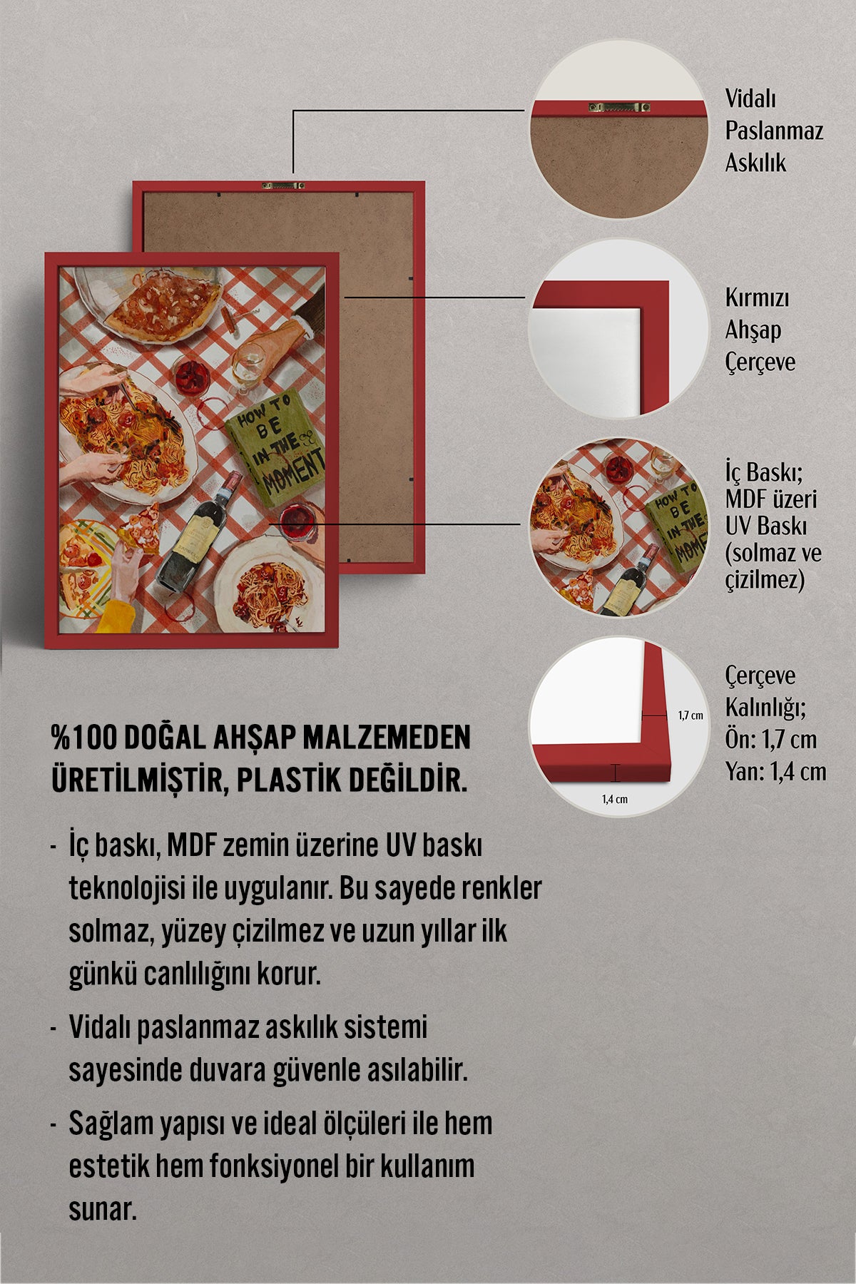 HOMEPACK Ahşap Çerçeveli Tablo Çerçeveli Poster Sanatsal Modern Duvar Dekoru BEK-8264