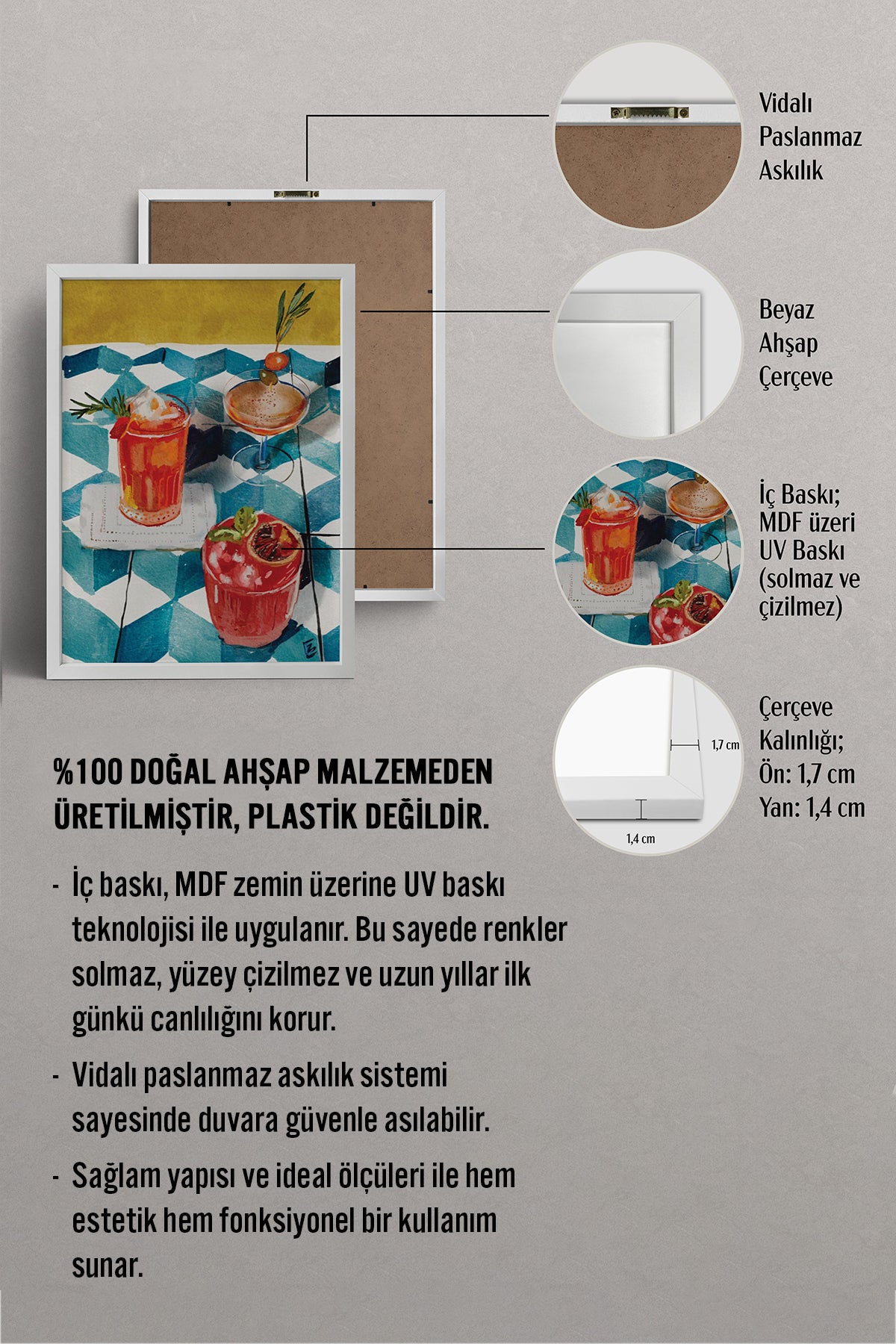 HOMEPACK Ahşap Çerçeveli Tablo Çerçeveli Poster Sanatsal Modern Duvar Dekoru BEK-8265