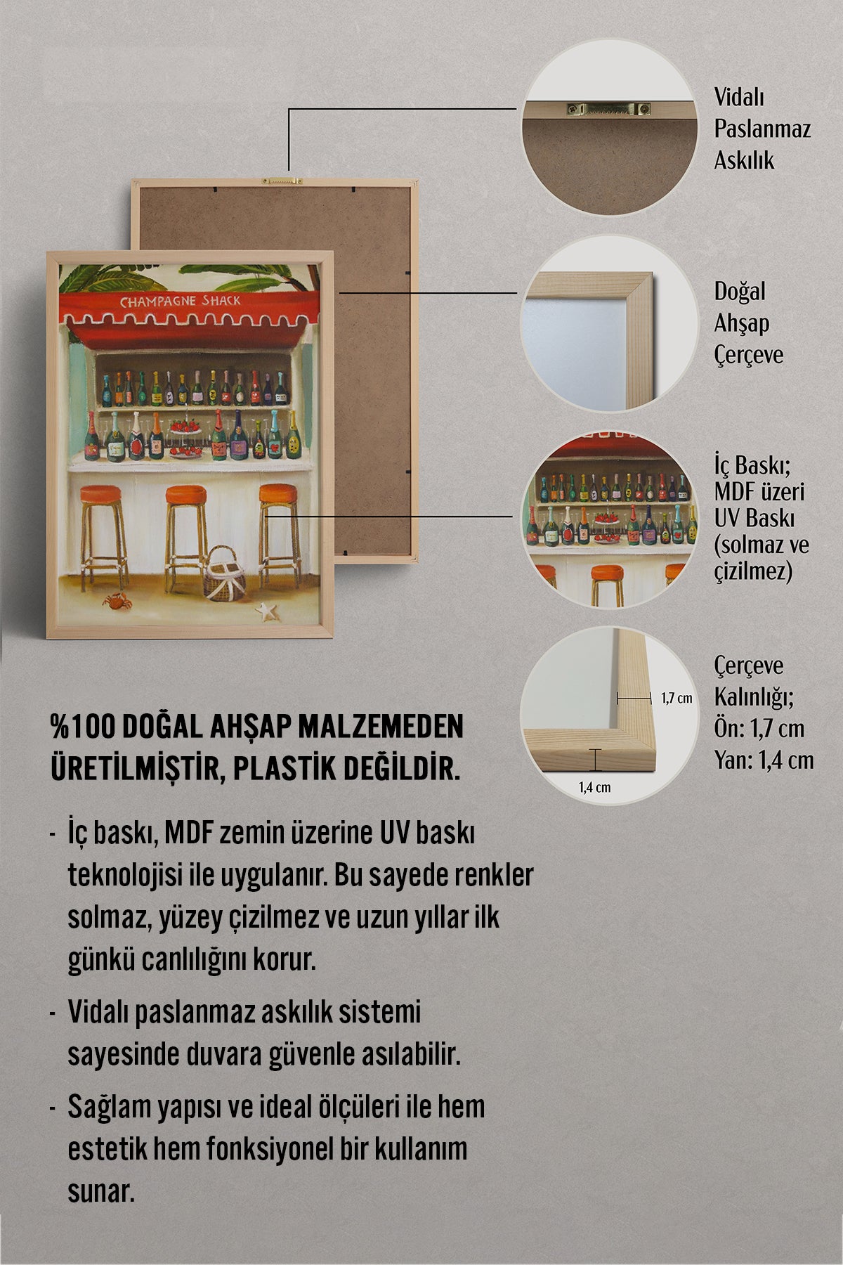 HOMEPACK Ahşap Çerçeveli Tablo Çerçeveli Poster Sanatsal Modern Duvar Dekoru BEK-8266