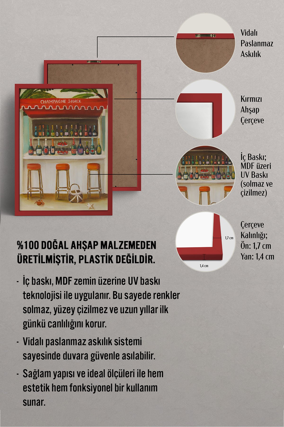 HOMEPACK Ahşap Çerçeveli Tablo Çerçeveli Poster Sanatsal Modern Duvar Dekoru BEK-8266