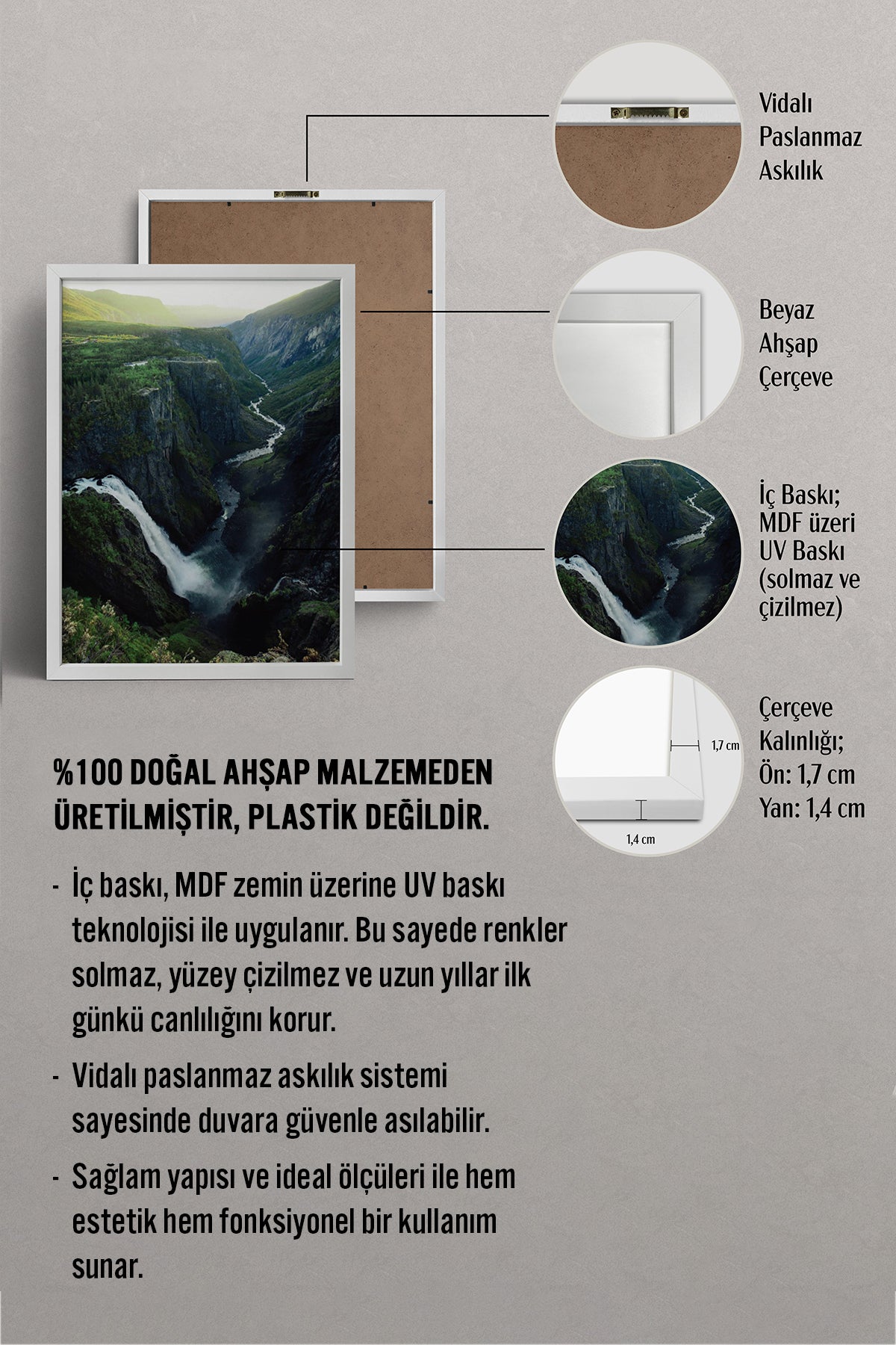 HOMEPACK Ahşap Çerçeveli Tablo Çerçeveli Poster Sanatsal Modern Duvar Dekoru BEK-8267