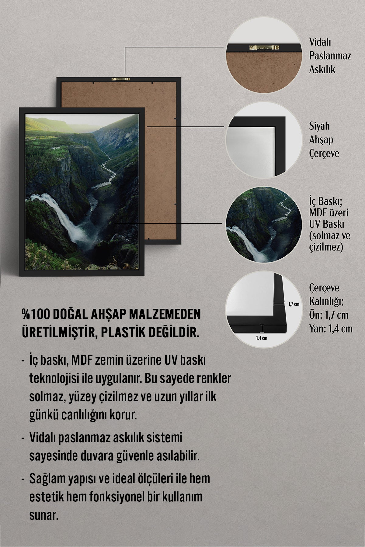 HOMEPACK Ahşap Çerçeveli Tablo Çerçeveli Poster Sanatsal Modern Duvar Dekoru BEK-8267