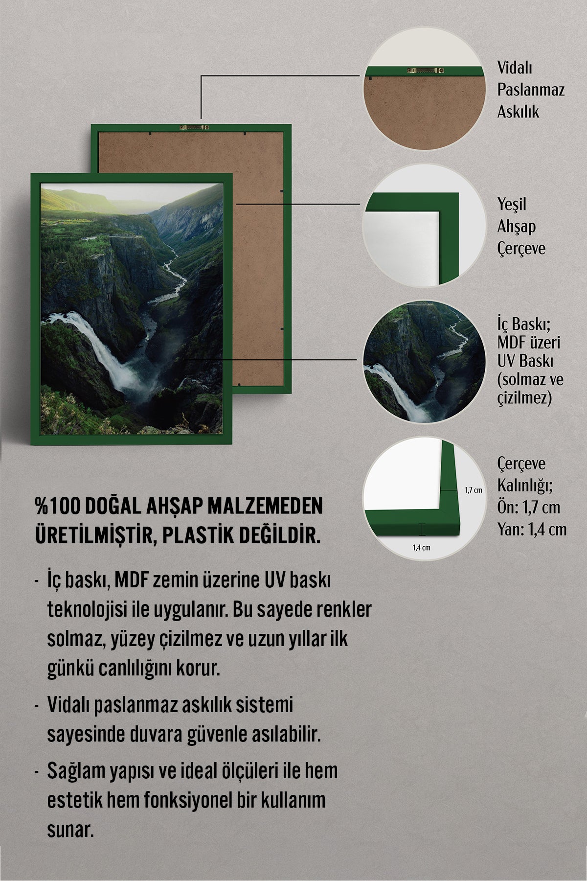HOMEPACK Ahşap Çerçeveli Tablo Çerçeveli Poster Sanatsal Modern Duvar Dekoru BEK-8267