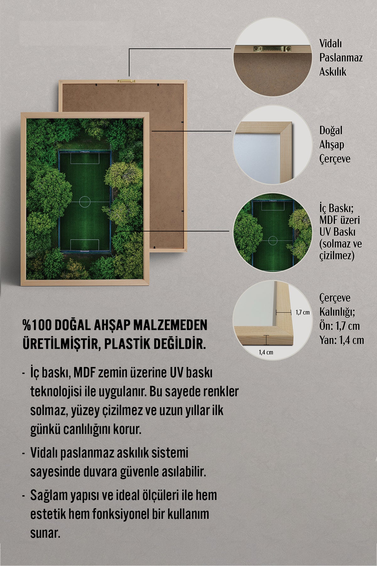 HOMEPACK Ahşap Çerçeveli Tablo Çerçeveli Poster Sanatsal Modern Duvar Dekoru BEK-8268