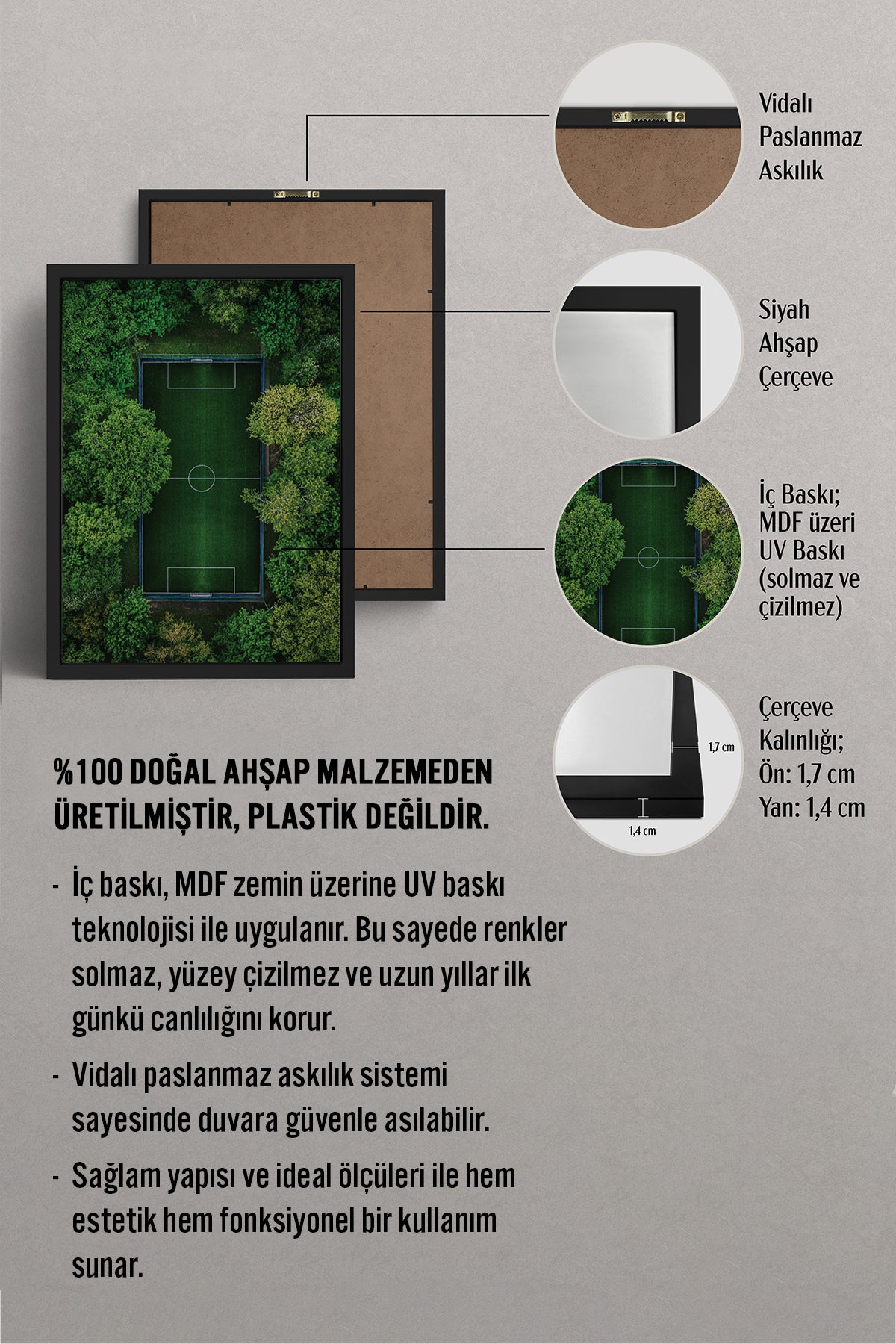 HOMEPACK Ahşap Çerçeveli Tablo Çerçeveli Poster Sanatsal Modern Duvar Dekoru BEK-8268