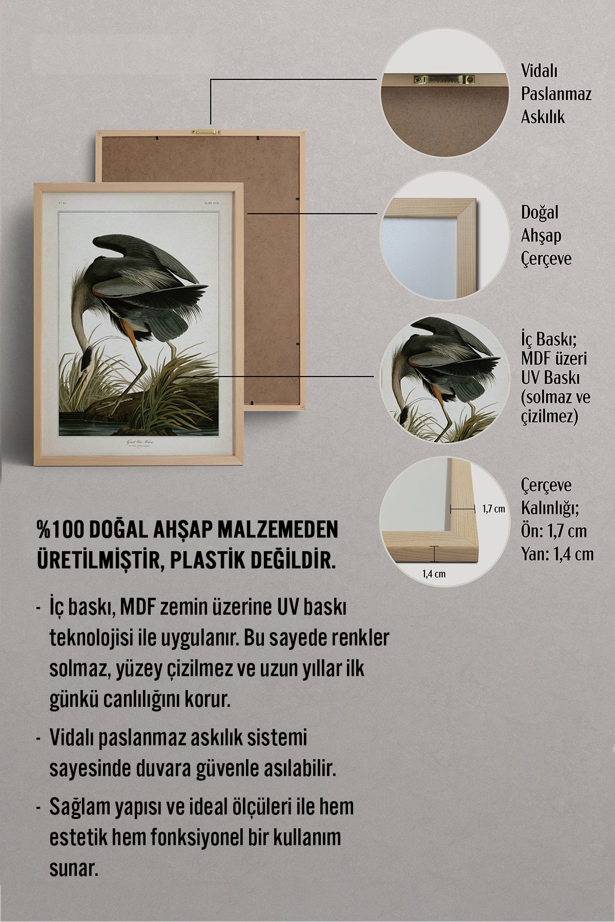 HOMEPACK Ahşap Çerçeveli Tablo Çerçeveli Poster Sanatsal Modern Duvar Dekoru BEK-8269