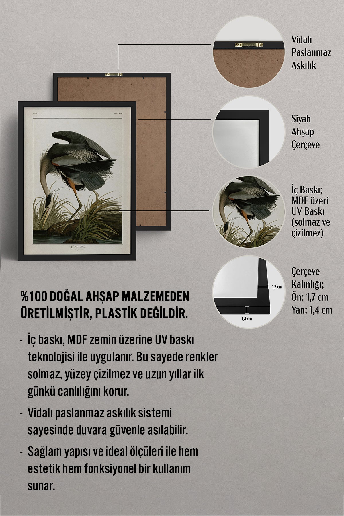 HOMEPACK Ahşap Çerçeveli Tablo Çerçeveli Poster Sanatsal Modern Duvar Dekoru BEK-8269