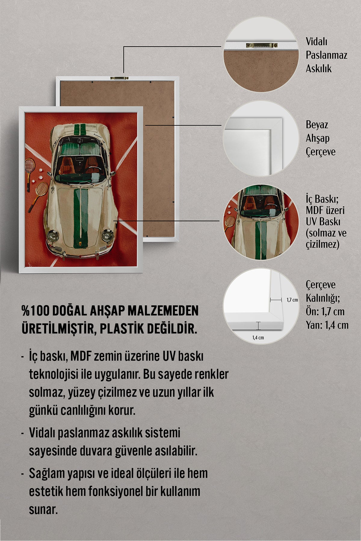 HOMEPACK Ahşap Çerçeveli Tablo Çerçeveli Poster Sanatsal Modern Duvar Dekoru BEK-8271