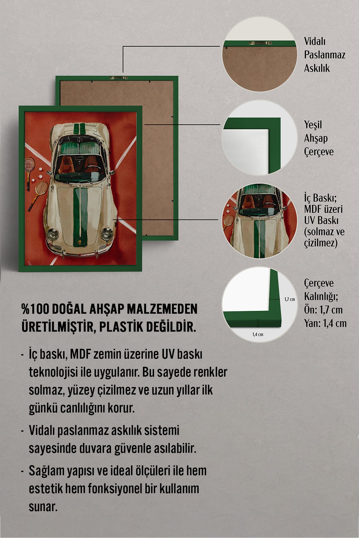 HOMEPACK Ahşap Çerçeveli Tablo Çerçeveli Poster Sanatsal Modern Duvar Dekoru BEK-8271