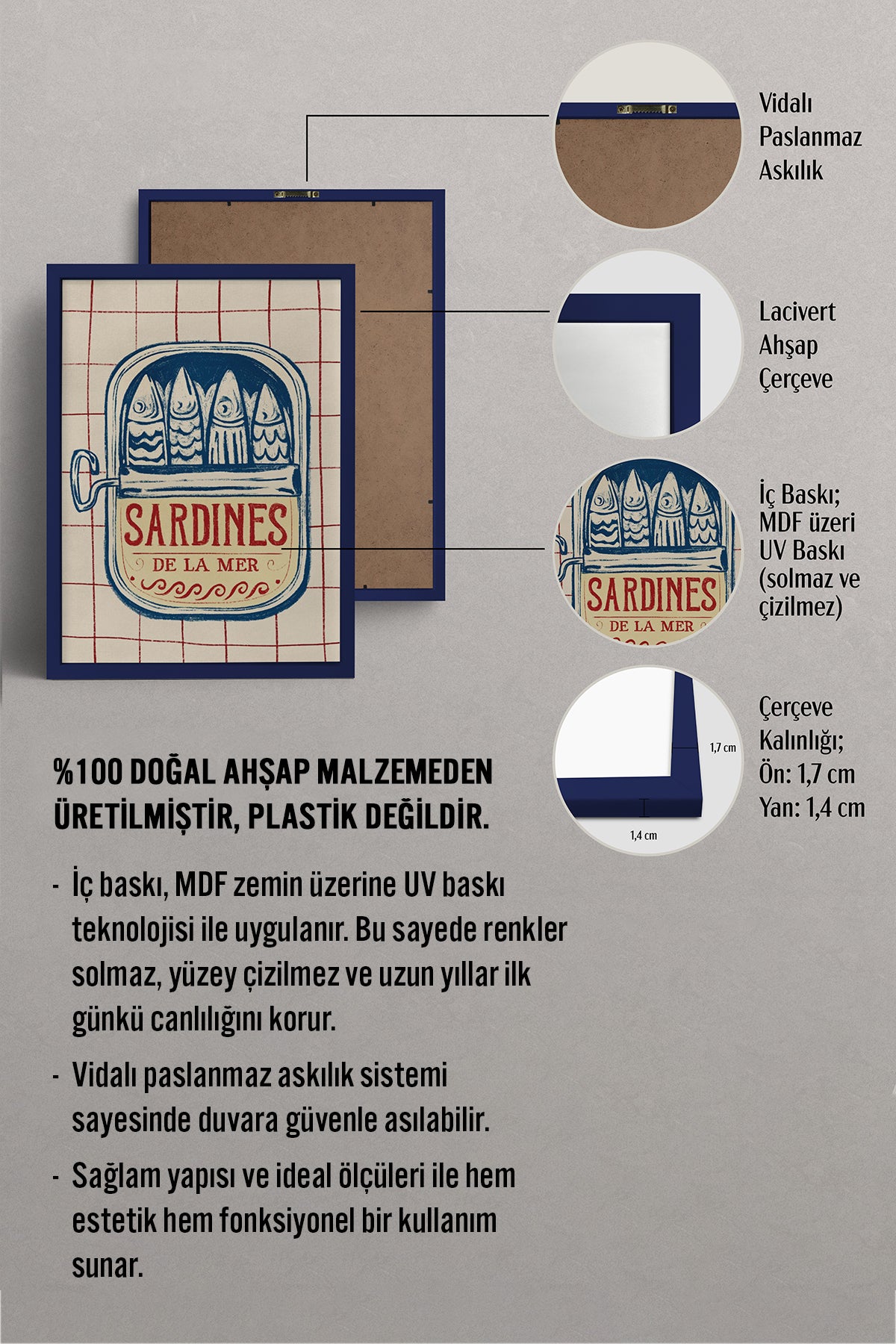 HOMEPACK Ahşap Çerçeveli Tablo Çerçeveli Poster Sanatsal Modern Duvar Dekoru BEK-8272