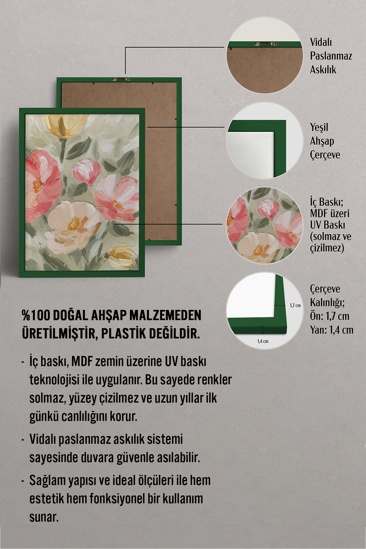 HOMEPACK Ahşap Çerçeveli Tablo Çerçeveli Poster Sanatsal Modern Duvar Dekoru BEK-8273