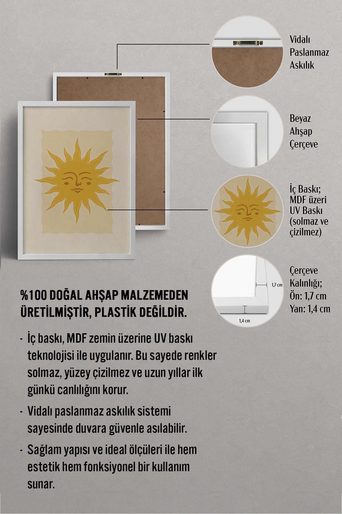 HOMEPACK Ahşap Çerçeveli Tablo Çerçeveli Poster Sanatsal Modern Duvar Dekoru BEK-8274