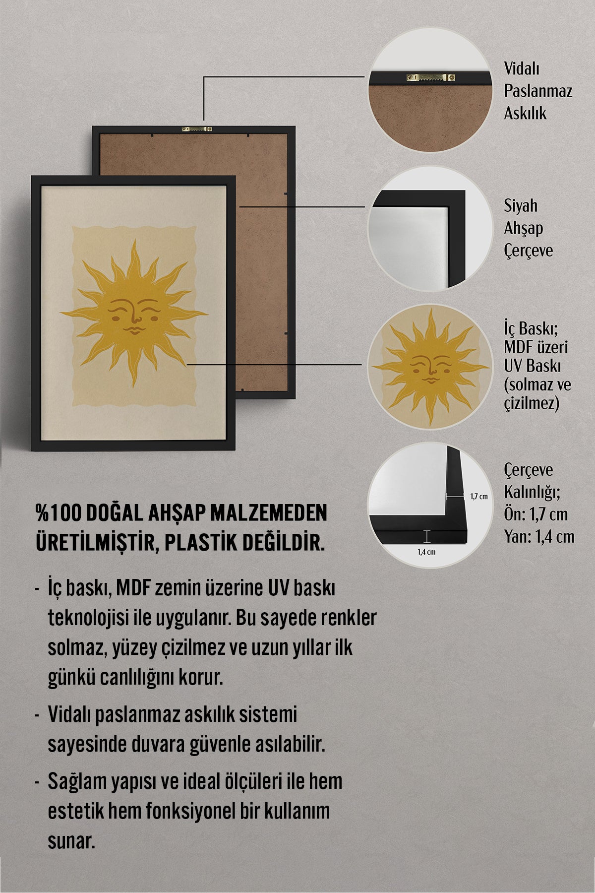 HOMEPACK Ahşap Çerçeveli Tablo Çerçeveli Poster Sanatsal Modern Duvar Dekoru BEK-8274