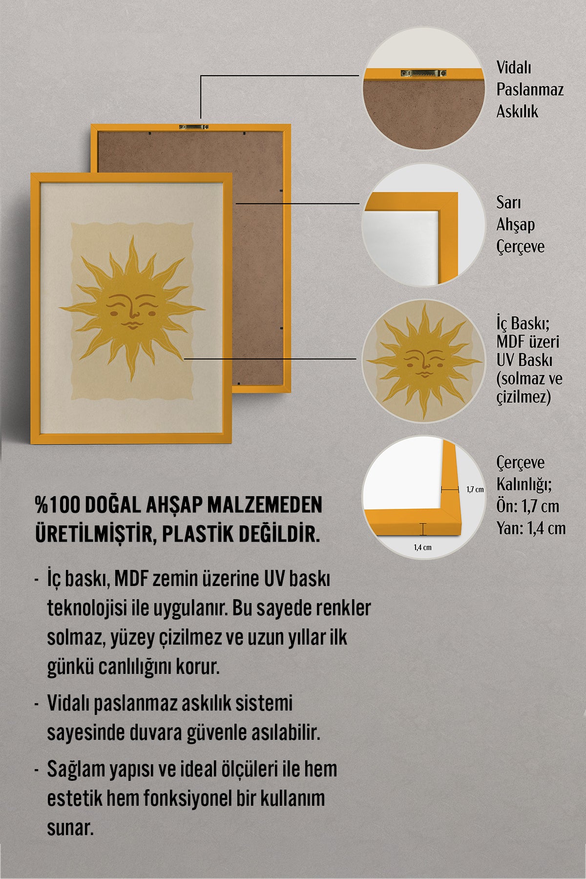 HOMEPACK Ahşap Çerçeveli Tablo Çerçeveli Poster Sanatsal Modern Duvar Dekoru BEK-8274