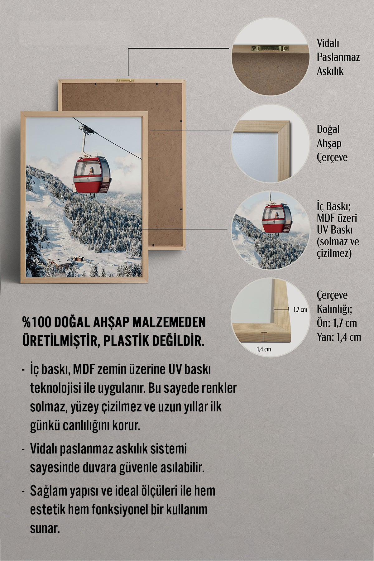 HOMEPACK Ahşap Çerçeveli Tablo Çerçeveli Poster Sanatsal Modern Duvar Dekoru BEK-8275