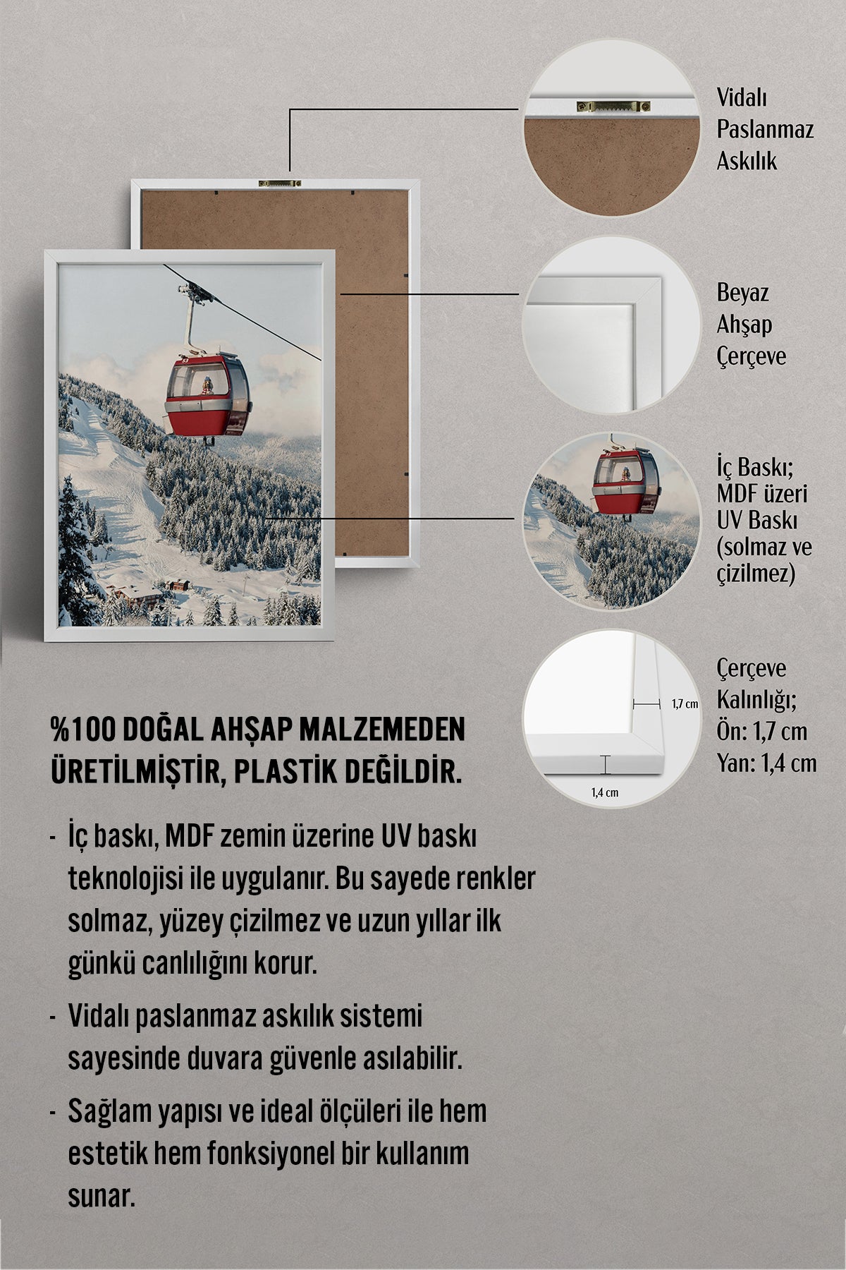 HOMEPACK Ahşap Çerçeveli Tablo Çerçeveli Poster Sanatsal Modern Duvar Dekoru BEK-8275