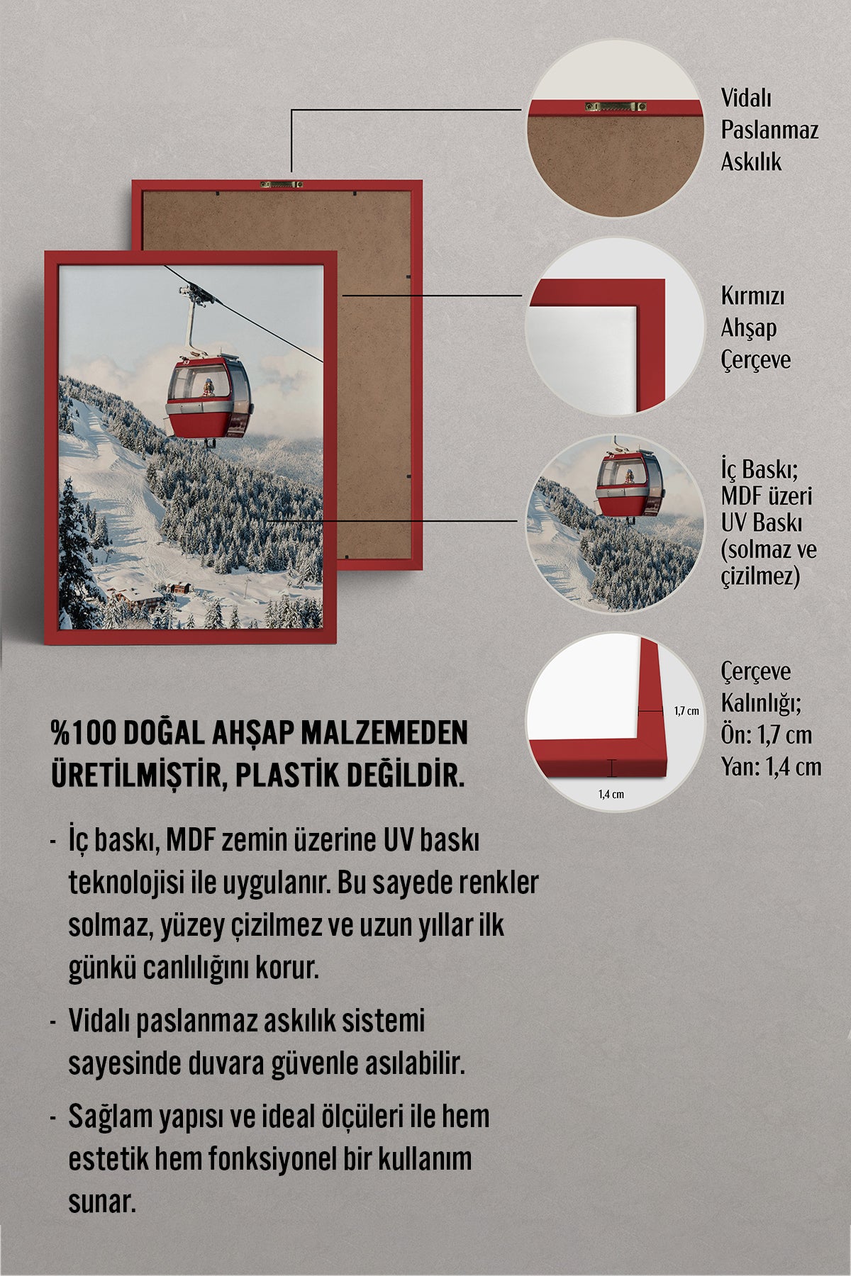 HOMEPACK Ahşap Çerçeveli Tablo Çerçeveli Poster Sanatsal Modern Duvar Dekoru BEK-8275