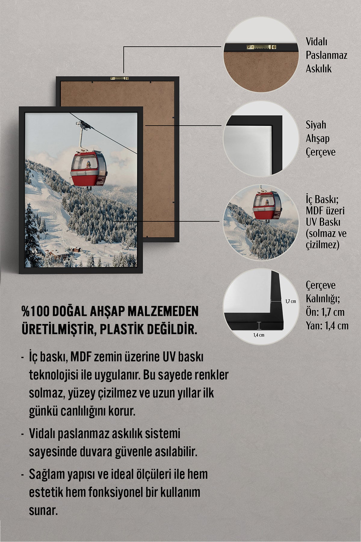 HOMEPACK Ahşap Çerçeveli Tablo Çerçeveli Poster Sanatsal Modern Duvar Dekoru BEK-8275