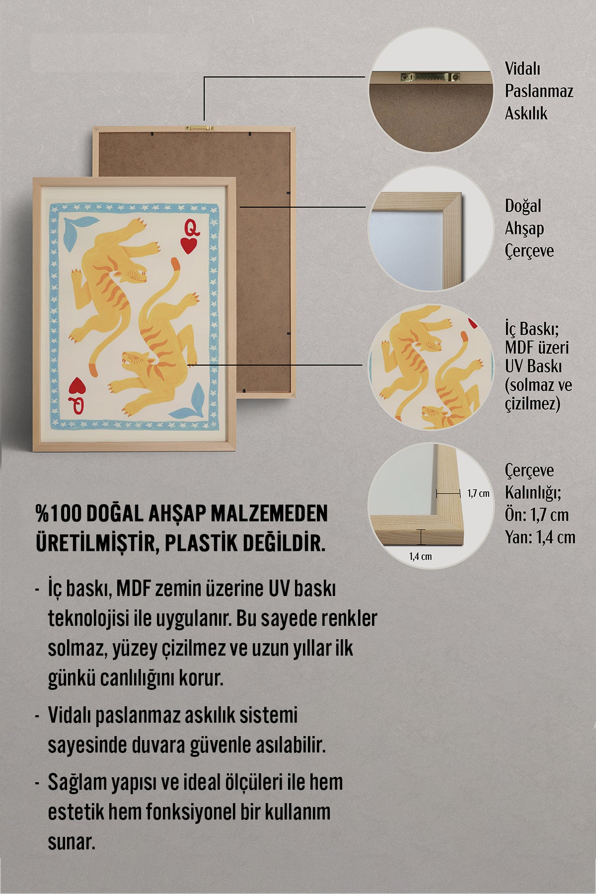 HOMEPACK Ahşap Çerçeveli Tablo Çerçeveli Poster Sanatsal Modern Duvar Dekoru BEK-8276