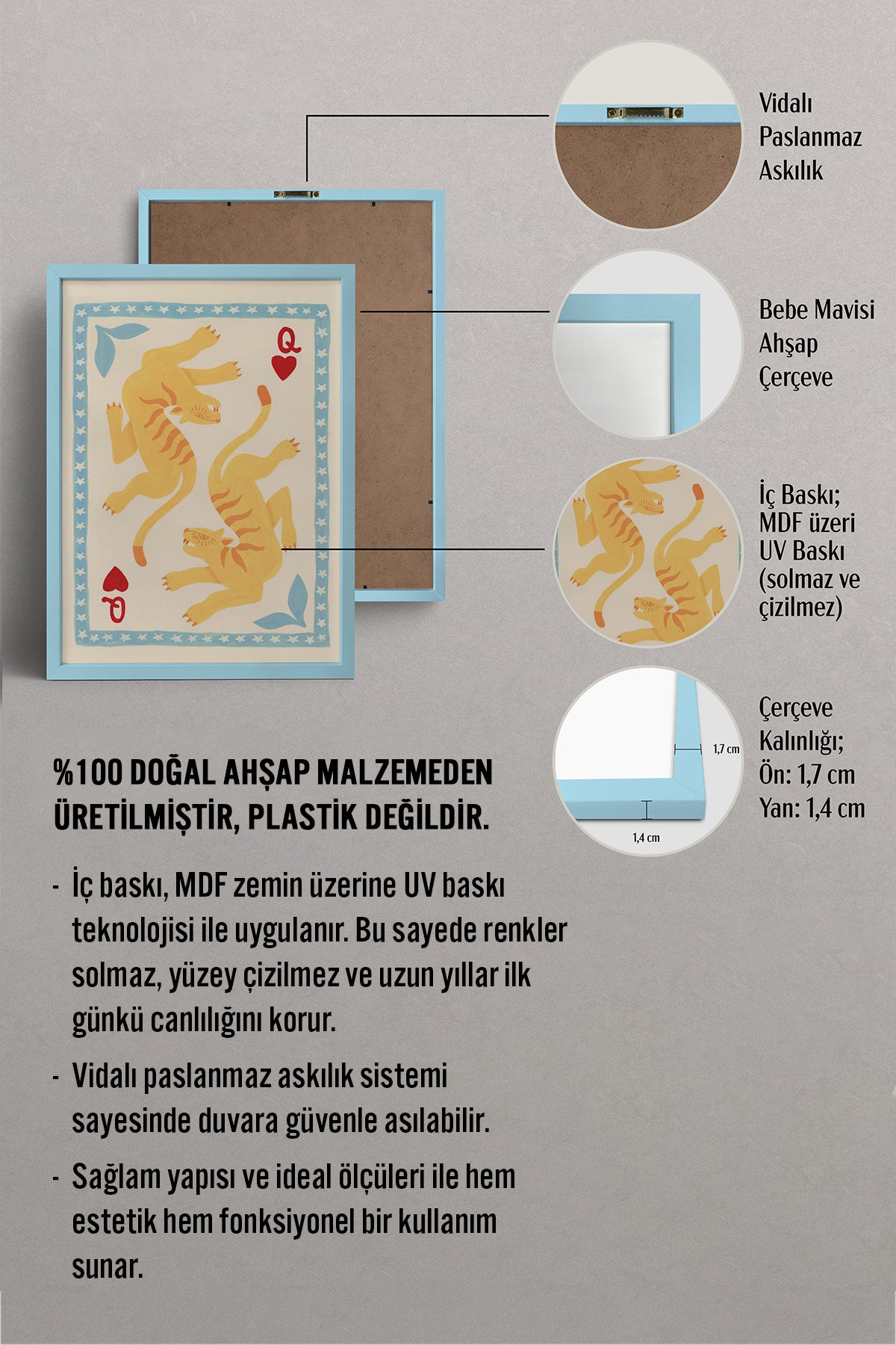 HOMEPACK Ahşap Çerçeveli Tablo Çerçeveli Poster Sanatsal Modern Duvar Dekoru BEK-8276