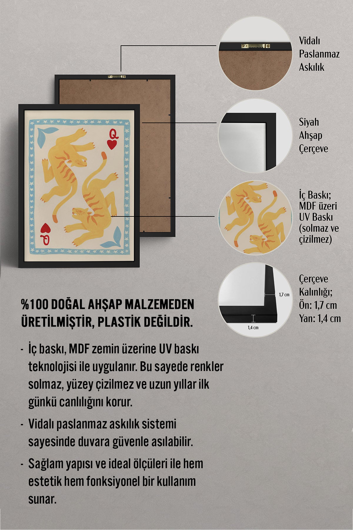 HOMEPACK Ahşap Çerçeveli Tablo Çerçeveli Poster Sanatsal Modern Duvar Dekoru BEK-8276