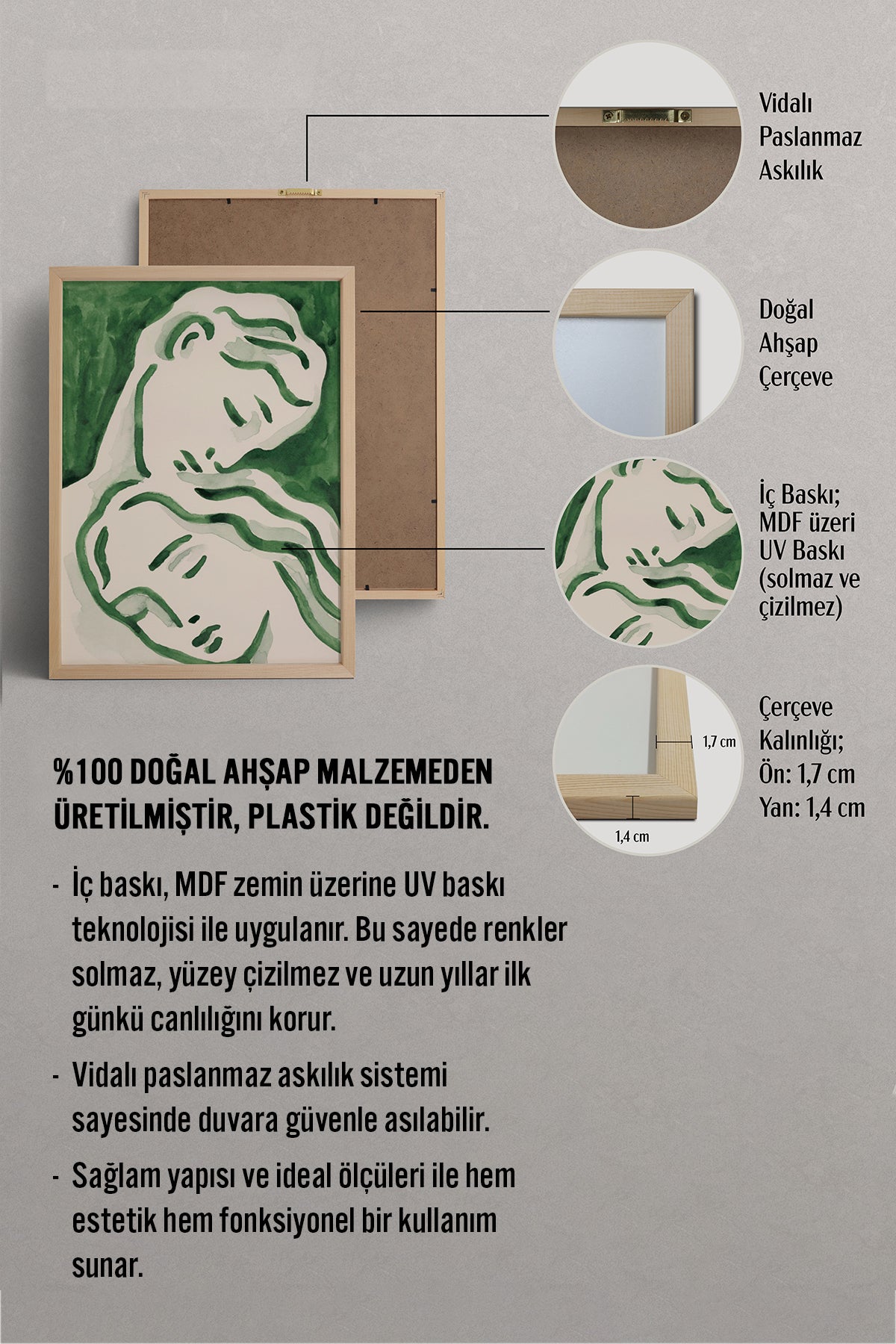 HOMEPACK Ahşap Çerçeveli Tablo Çerçeveli Poster Sanatsal Modern Duvar Dekoru BEK-8277