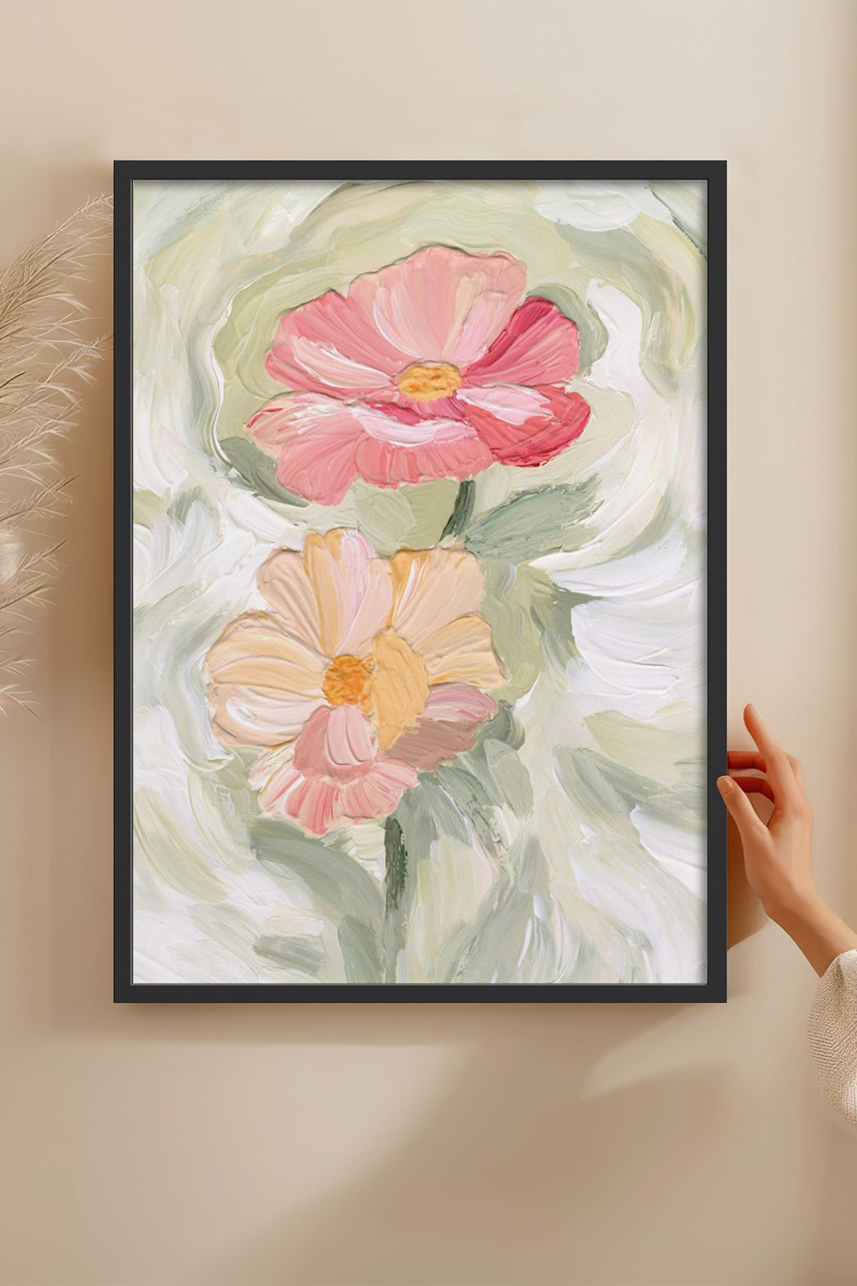 HOMEPACK Ahşap Çerçeveli Tablo Çerçeveli Poster Sanatsal Modern Duvar Dekoru BEK-8278