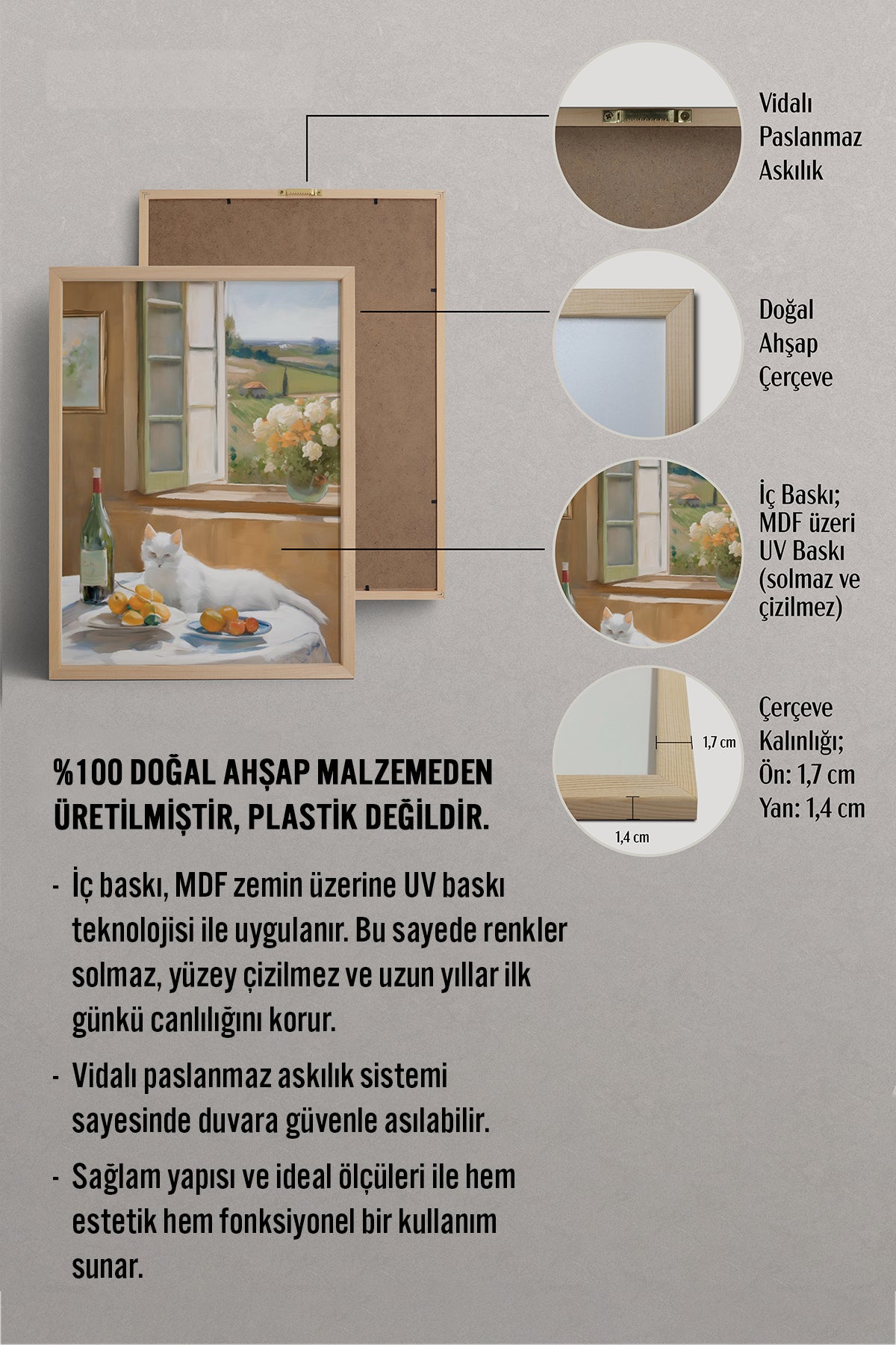 HOMEPACK Ahşap Çerçeveli Tablo Çerçeveli Poster Sanatsal Modern Duvar Dekoru BEK-8279