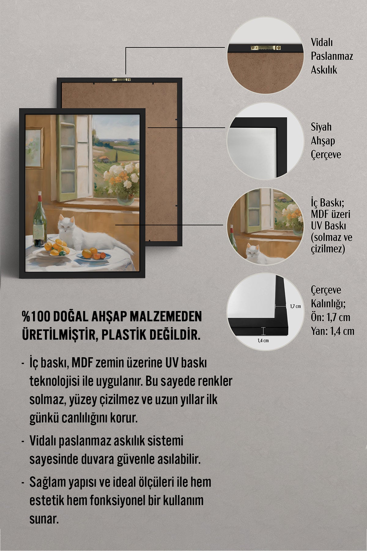 HOMEPACK Ahşap Çerçeveli Tablo Çerçeveli Poster Sanatsal Modern Duvar Dekoru BEK-8279